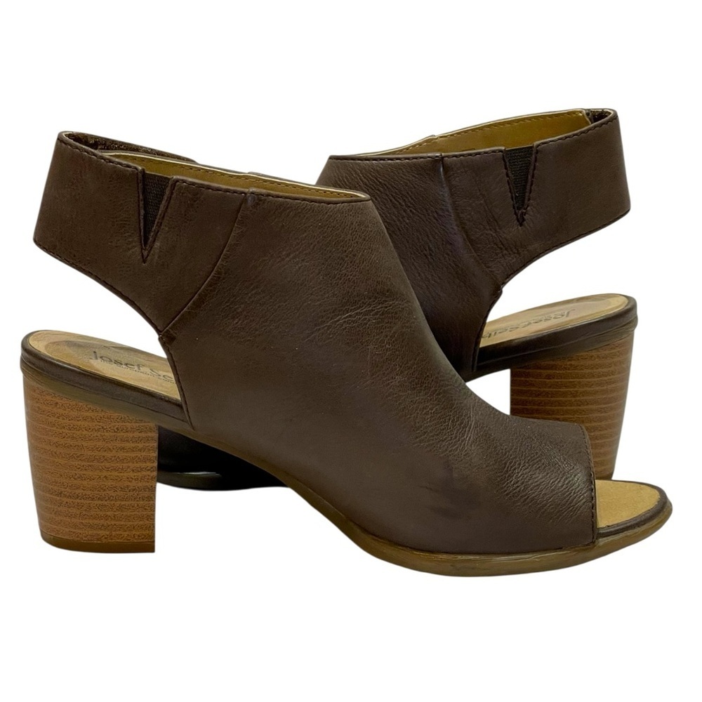 JOSE SEIBEL BONNIE BROWN LEATHER PEEP TOE BOOTIES SZ 39/8.5 EUC
